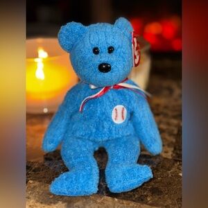 ⚾ TY Beanie Baby Addison Blue Baseball Bear w/ Tag 2001